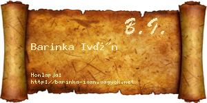 Barinka Iván névjegykártya