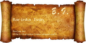 Barinka Iván névjegykártya